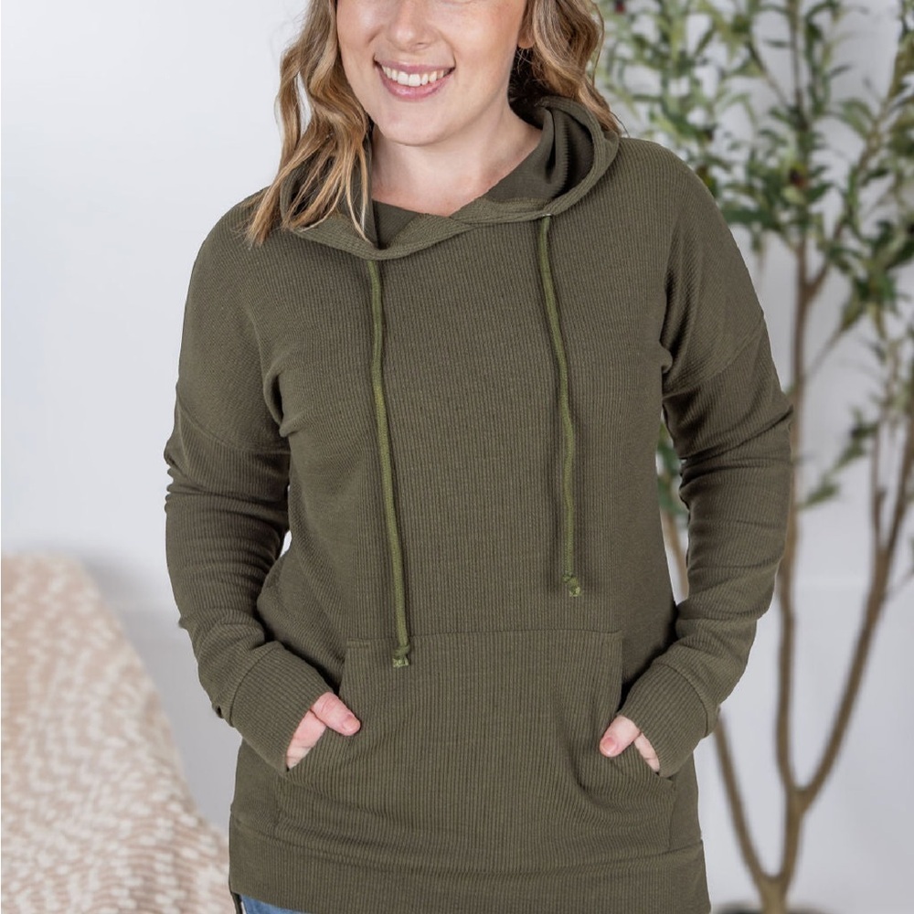 Michelle Mae Olive Green ribbed Women's Hoodie
